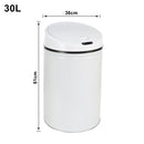 30 L Mülleimer Automatik Küche Abfalleimer IR Sensor Abfallsammler hochglanzpoliertem Edelstahl Mülltonne Oval Weiß