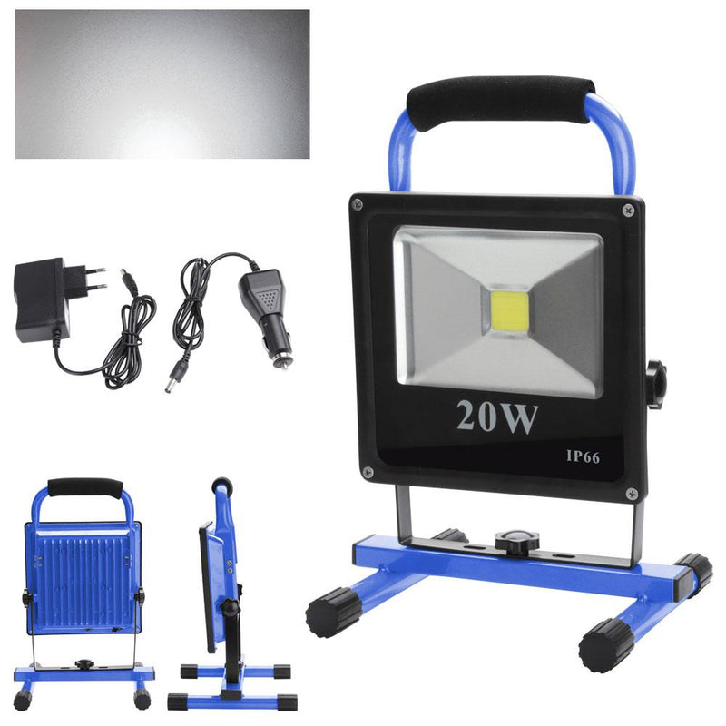 Wolketon Onlineshop Günstig Kaufen Akku Baustrahler LED Flutlicht Fluter Lampe Außen Strahler 20W Kaltweiß(Blau)