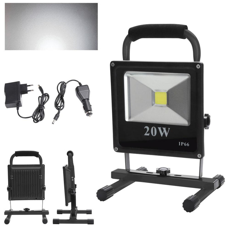Wolketon Onlineshop Günstig Kaufen LED Werkstattlampen Akku Außen Strahler Baustrahler 20W Kaltweiß(Schwarz)