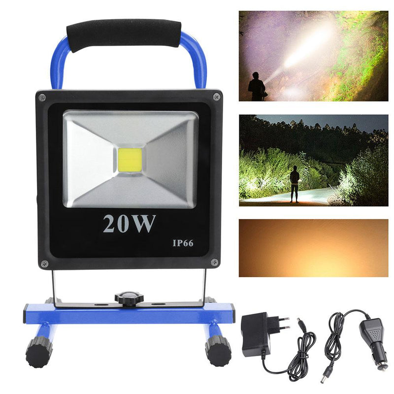 Wolketon Onlineshop Günstig Kaufen Akku Baustrahler LED Flutlicht Fluter Lampe Außen Strahler 20W Warmweiß(Blau)