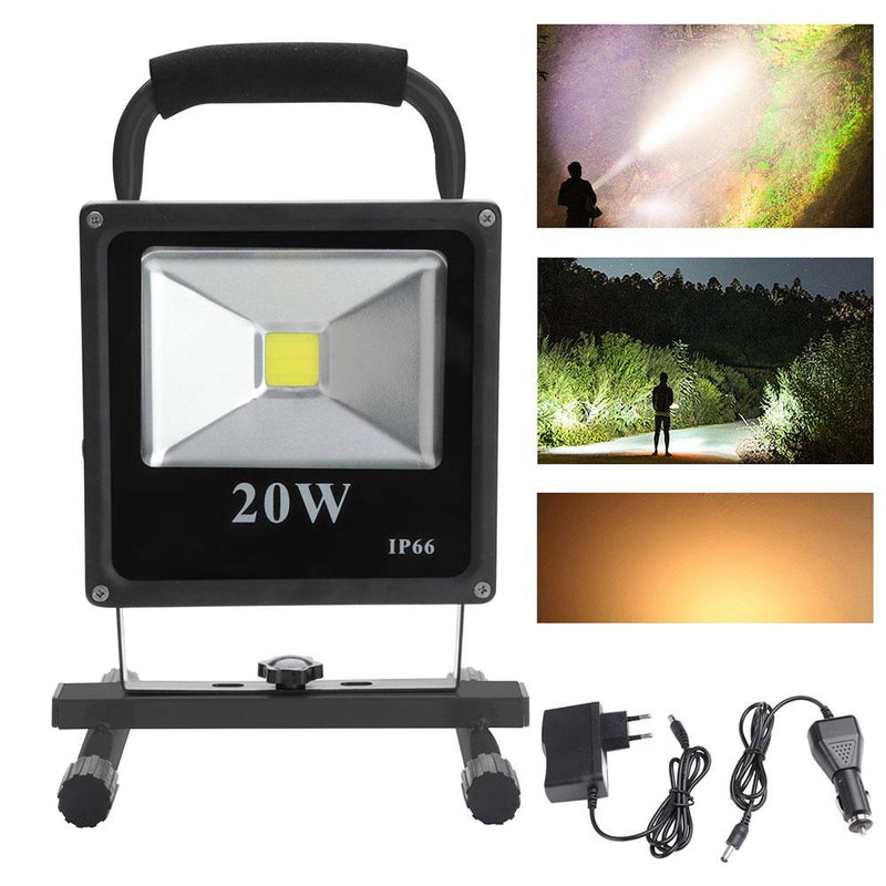 Wolketon Onlineshop Günstig Kaufen LED Werkstattlampen Akku Außen Strahler Baustrahler 20W Warmweiß(Schwarz)