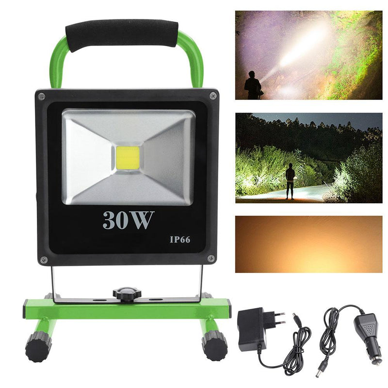 Wolketon Onlineshop Günstig Kaufen LED Fluter Akku Strahler Arbeitsscheinwerfer Werkstattlampen Handlampe 30W Warmweiß(Grün)