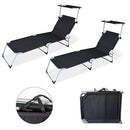 Wolketon Onlineshop Günstig Kaufen 2x Schwarz Klappbar Gartenliege mit Sonnendach Sonnenliege