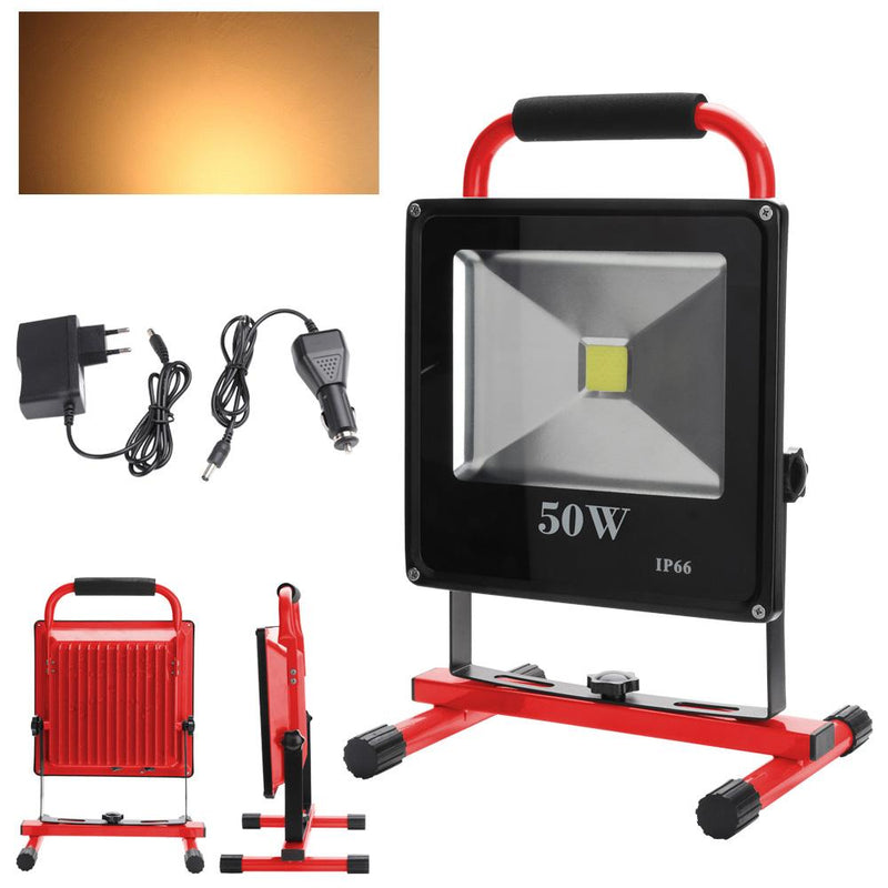 Wolketon Onlineshop Günstig Kaufen LED Akku Fluter Baustrahler Arbeitsleuchte Werkstattlampen Campinglaterne 50W Warmweiß(Rot)