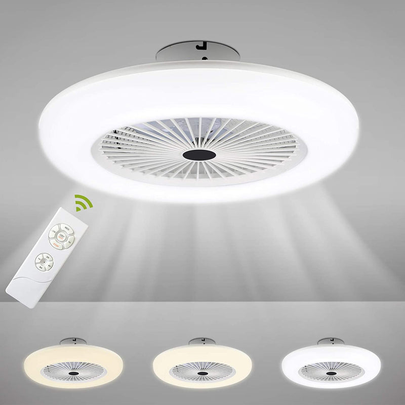 Wolketon Onlineshop Günstig Kaufen 80W Deckenventilator mit Beleuchtung Einstellbare Windgeschwindigkeit und Farbtemperatur Lüfter-Deckenleuchte mit Fernbedienung 2700K-6500K
