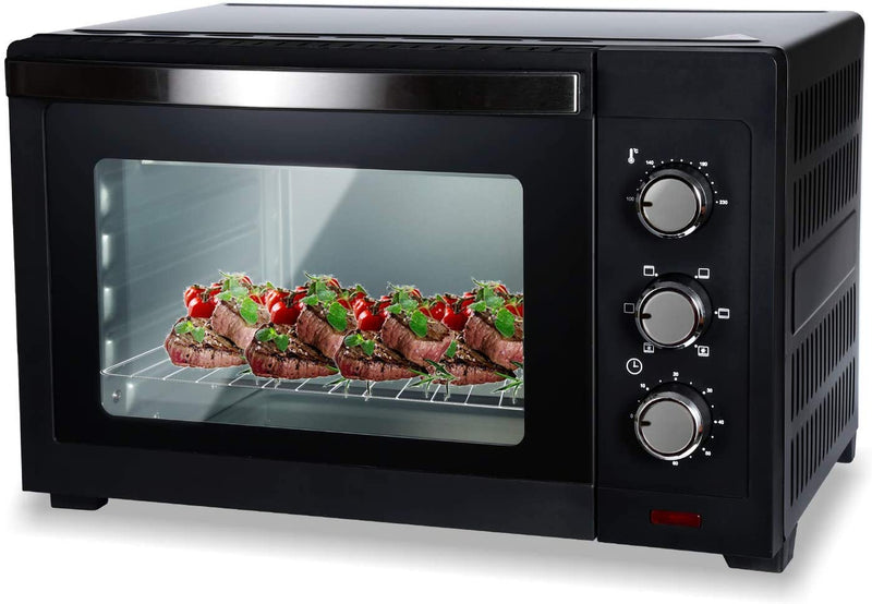 Wolketon Onlineshop Günstig Kaufen 30 Liter Minibackofen Mini Backofen mit Umluft 1600 Watt Pizza-ofen Innenbeleuchtung Grillrost und Backblech Timer