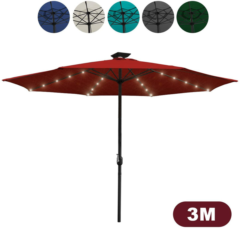 Wolketon Onlineshop Günstig Kaufen Ø300cm Sonnenschirm Rot mit LEDs