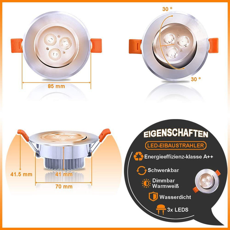 hengda-10x-3w-dimmbar-warmweiß-einbaustrahler-deckenstrahler