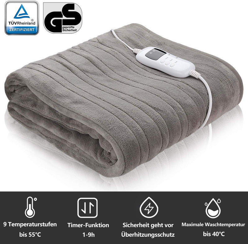 Wolketon Onlineshop Günstig Kaufen Grau Kuschelheizdecke Heizdecke 9 Leistungsstufen Timer Funktion