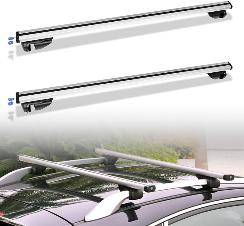 Wolketon Onlineshop Günstig Kaufen Silber Abschließbar Kompatibel Aluminium-Relingträger Dachträger L124 bis 150 kg (2 Stk.) für Geländewagen/SUV