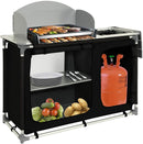 Wolketon Onlineshop Günstig Kaufen Campingküche mit Aluminiumgestell, Spritzschutz und Tragetasche，Outdoor Campingschrank Windschutz