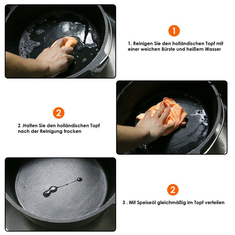 Wolketon Dutch Oven Feuertopf Gusseisen Gusstopf Feuerkessel