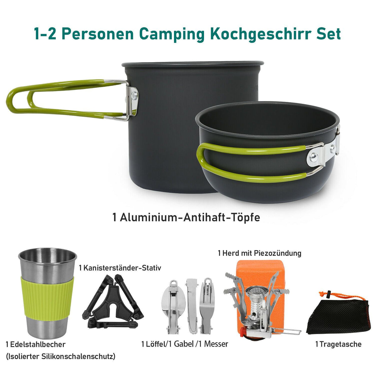 Wolketon Onlineshop Günstig Kaufen Camping Kochgeschirr 9-teiliges-Set 1-2  Person