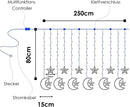 Wolketon Stern Mond Vorhang Licht Warmweiß mit 8 Modi Dimmbar
