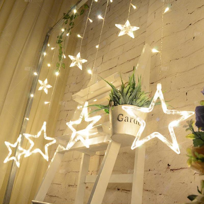 Wolketon LED Lichtervorhang Sterne Lichterkette Weihnachsdeko