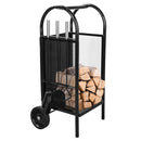 Wolketon Onlineshop Günstig Kaufen 3-Teiliges Kaminholzwagen XL Schwarz 2 Räder edelstahl Trolley